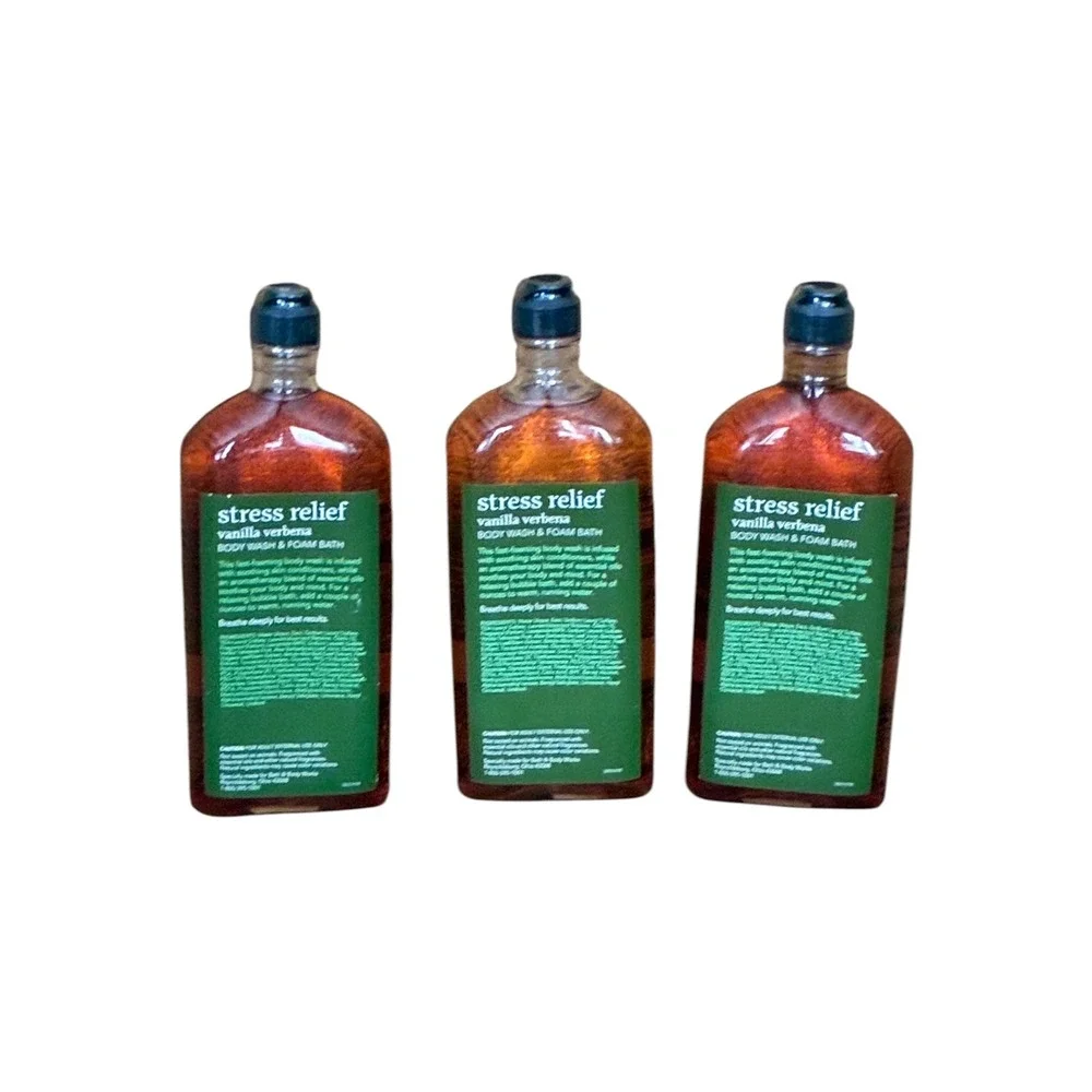 Bath & Body Works Body Wash 10oz Vanilla Verbena New Stress Relief 3 Pack